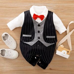 Baby boy suit with red bow